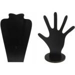 Kit  Expositor Organizador  Colares e Anel Jóias Bijuteria Preto Mdf