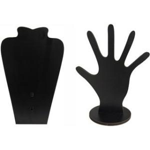 Kit  Expositor Organizador  Colares e Anel Jóias Bijuteria Preto Mdf
