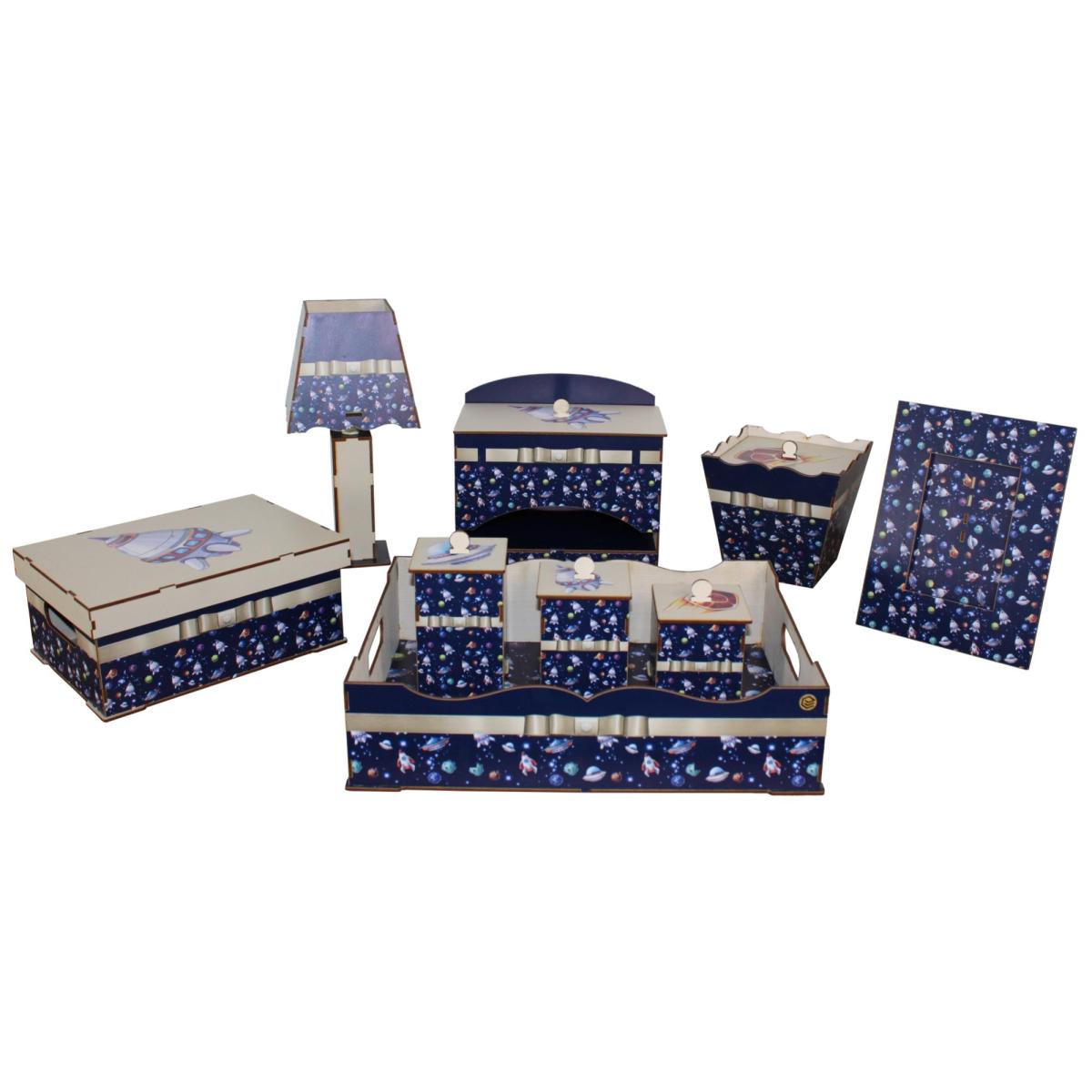 Kit Higiene Bebe 9 Peças MDF Premium Adesivado  - Astronalta