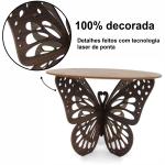 Kit Trio de Boleira Borboleta em MDF 3 Tamanhos Decoração Festa Jardim Encantado - cor Nogueira