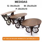 Kit Trio de Boleira Borboleta em MDF 3 Tamanhos Decoração Festa Jardim Encantado - cor Nogueira