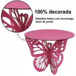 Kit Trio de Boleira Borboleta em MDF 3 Tamanhos Decoração Festa Jardim Encantado - cor Rosa