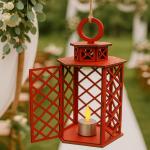 Lamparina M Vermelha MDF para Casamento – Decoração Charmosa e Elegante para Festas