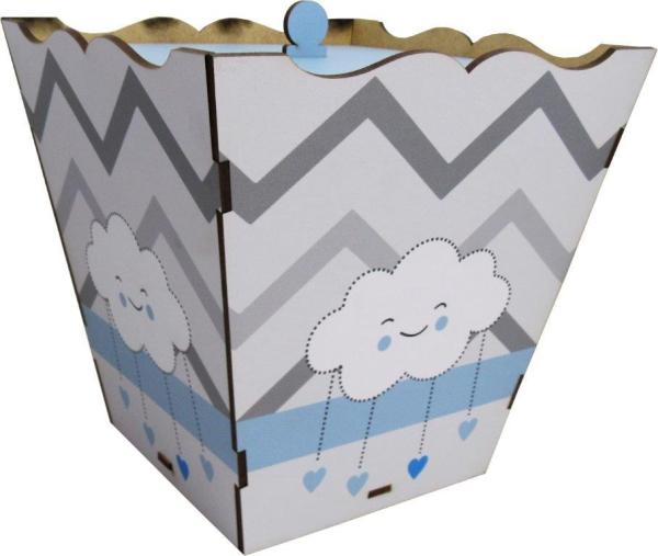 Lixeira Decoração Nuvem Azul Mdf