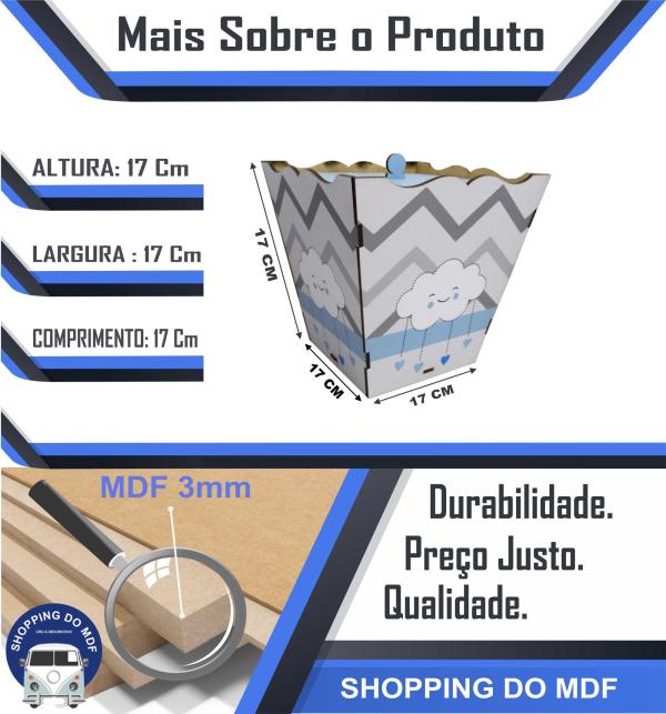 Lixeira Decoração Nuvem Azul Mdf