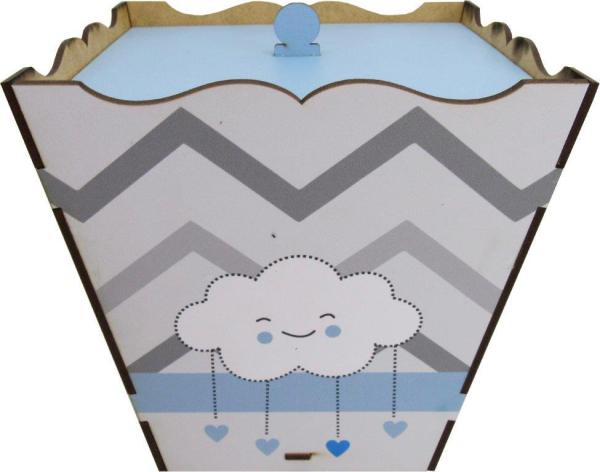 Lixeira Decoração Nuvem Azul Mdf