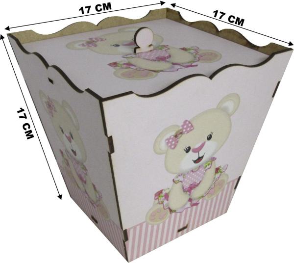 Lixeira Decoração Ursa Rosa Mdf