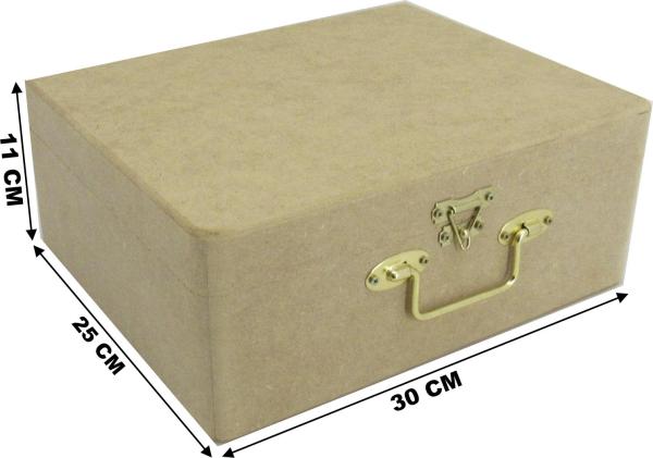 Maleta Alça Metal Grande 30x25x11cm Mdf Crú