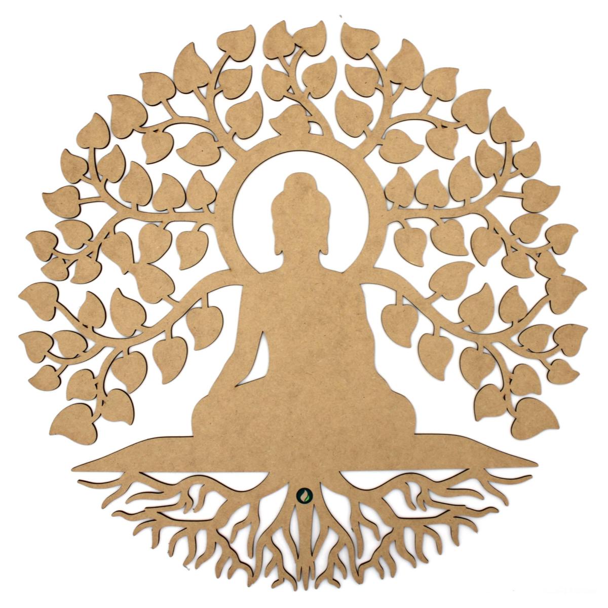 MANDALA LASER BUDA ARVORE RAIZ  3MM 44CM MDF Crú