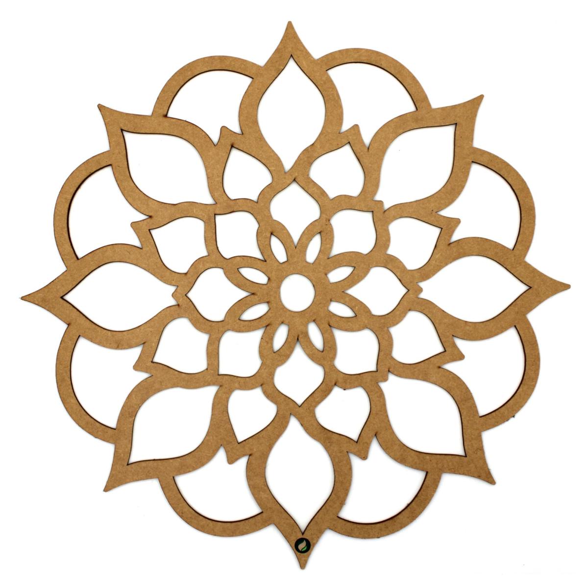 -MANDALA LASER FLOR ABSTRATA 3MM 44CM MDF Crú