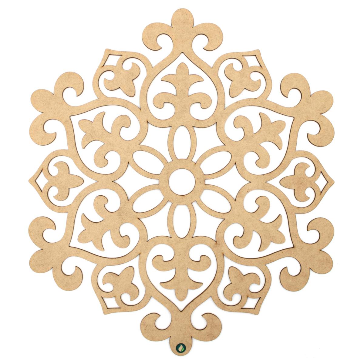 MANDALA LASER FLOR MEIO 3MM 44CM MDF Crú