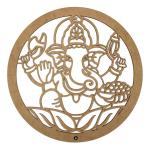 MANDALA LASER GANESHA E FLOR DE LOTUS 3MM 44CM MDF Crú