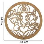 MANDALA LASER GANESHA E FLOR DE LOTUS 3MM 44CM MDF Crú