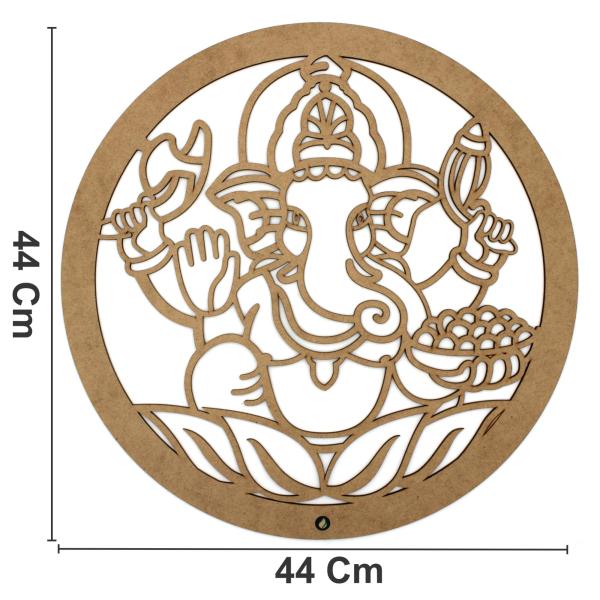 MANDALA LASER GANESHA E FLOR DE LOTUS 3MM 44CM MDF Crú