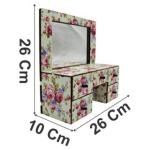 Mini Cômoda Penteadeira Com Espelho 5 Gavetas Decoração Floral Mdf