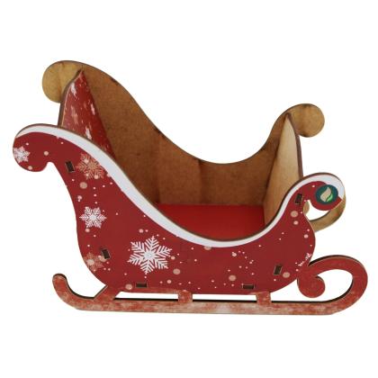Mini Trenó Papai Noel Natal MDF 12x19x9cm
