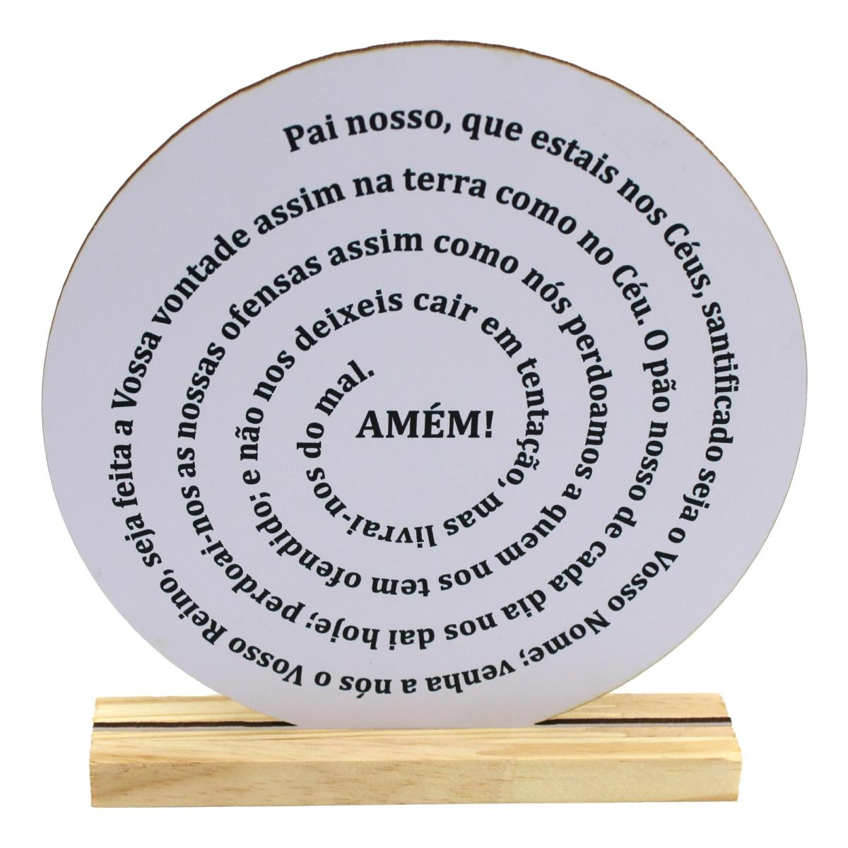 Oração Pai Nosso 20x20cm Branca - Base de Pinus
