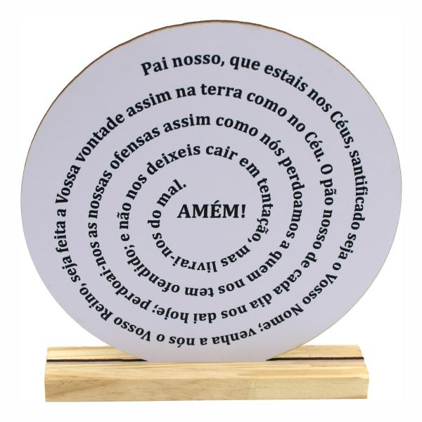 Oração Pai Nosso 20x20cm Branca - Base de Pinus 