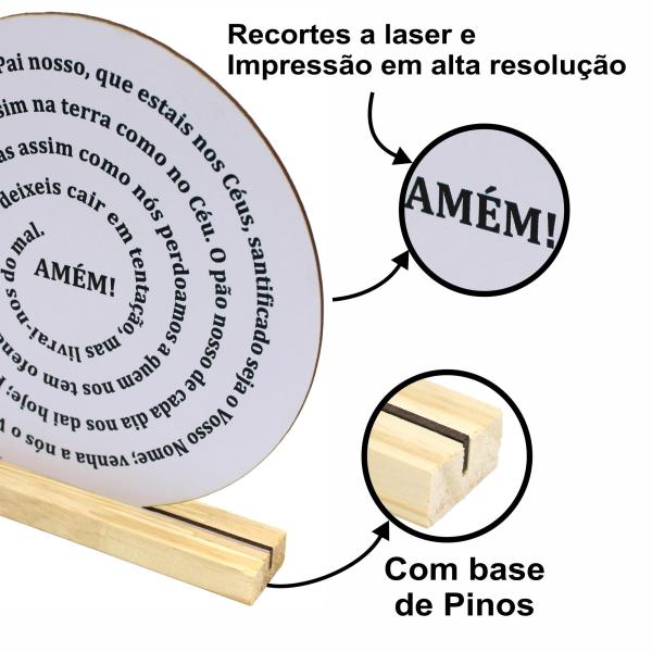 Oração Pai Nosso 20x20cm Branca - Base de Pinus 