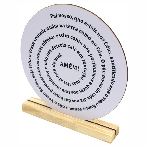 Oração Pai Nosso 20x20cm Branca - Base de Pinus 