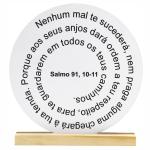 Oração Salmo 91 -  20x20cm Branca - Base de Pinus 
