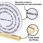 Oração Salmo 91 -  20x20cm Branca - Base de Pinus 