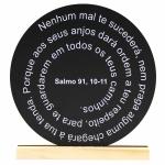 Oração Salmo 91 -  20x20cm Preta - Base de Pinus 