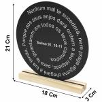 Oração Salmo 91 -  20x20cm Preta - Base de Pinus 