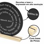 Oração Salmo 91 -  20x20cm Preta - Base de Pinus 