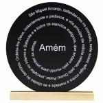 Oração São Miguel -  20x20cm Preta - Base de Pinus 