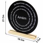 Oração São Miguel -  20x20cm Preta - Base de Pinus 