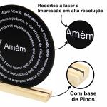 Oração São Miguel -  20x20cm Preta - Base de Pinus 