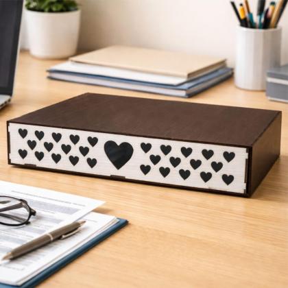 Organizador 1 Gaveta decorado Cor Nogueira e Branco Folha Sulfite A4  Gaveteiro MDF Papel A4