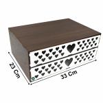 Organizador 2 Gavetas decorado Cor Nogueira e Branco Folha Sulfite A4  Gaveteiro MDF Papel A4