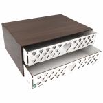 Organizador 2 Gavetas decorado Cor Nogueira e Branco Folha Sulfite A4  Gaveteiro MDF Papel A4