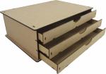 Organizador c/ 03 Gavetas Laser 34,5x24,5x12cm Mdf Crú
