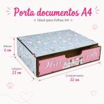 Organizadores de Mesa Kit 3 Peças Escritório Love Gatinho MDF Decorativo Compacto