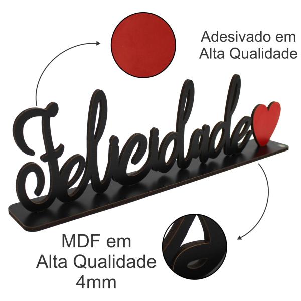 Palavra de Mesa Com Base Felicidade MDF
