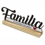 Palavra família de Mesa com Base de Madeira - Enfeite Escrita em MDF para Sala e Decoração