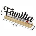 Palavra família de Mesa com Base de Madeira - Enfeite Escrita em MDF para Sala e Decoração