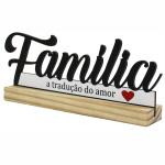 Palavra família de Mesa com Base de Madeira - Enfeite Escrita em MDF para Sala e Decoração