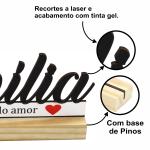 Palavra família de Mesa com Base de Madeira - Enfeite Escrita em MDF para Sala e Decoração