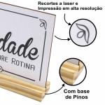 Palavra felicidade de Mesa com Base de Madeira - Enfeite Escrita em MDF para Sala e Decoração