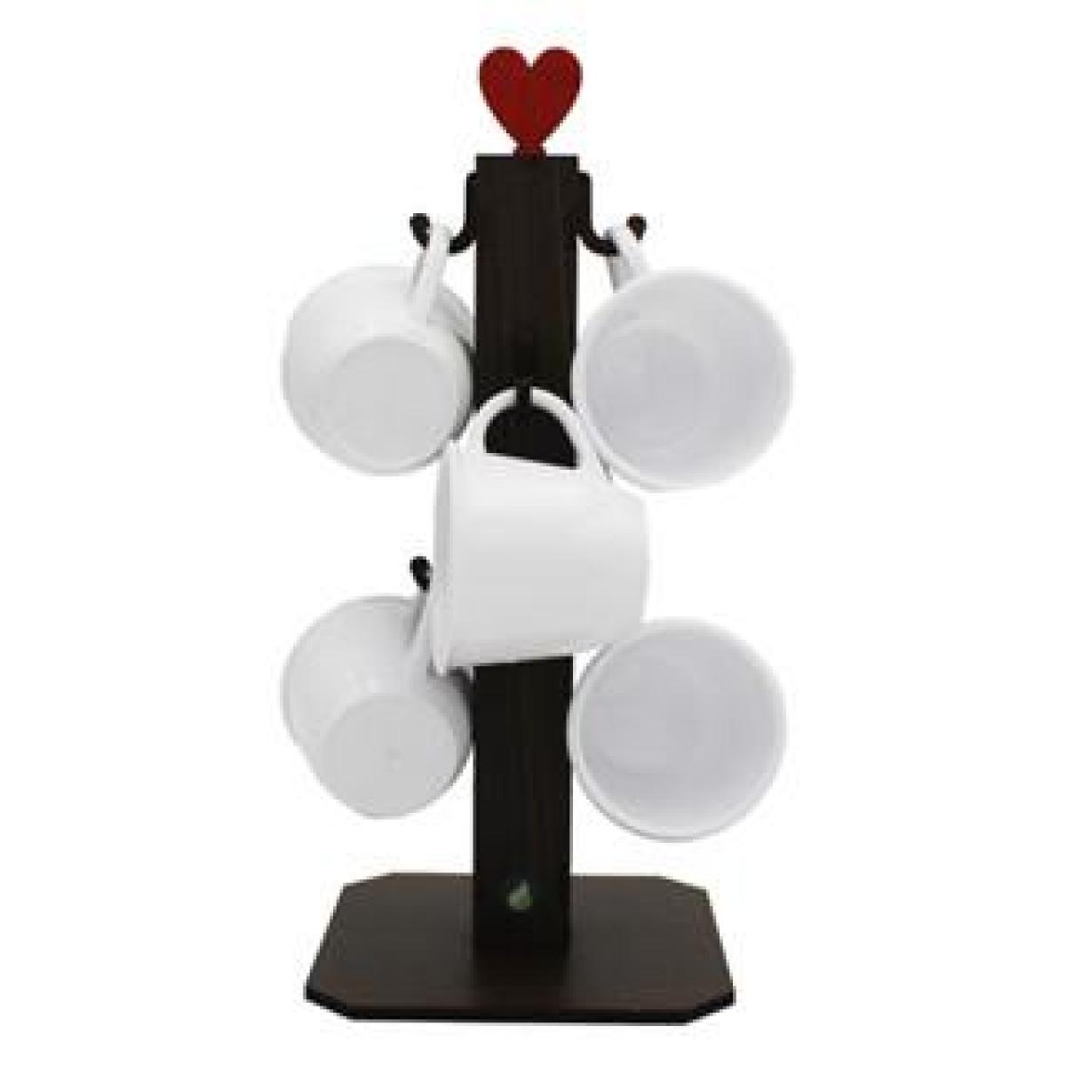 Pedestal Porta Xícara Branco Mancebo Mdf Com 6 Xícaras 85 ML Acrílica