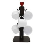 Pedestal Porta Xícara Branco Mancebo Mdf Com 6 Xícaras 85 ML Acrílica