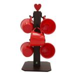 Pedestal Porta Xícara Vermelho Mancebo Mdf Com 6 Xícaras 85 ML Acrílica