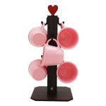 Pedestal Porta Xícara Rosa Mancebo Mdf Com 6 Xícaras 85 ML Acrílica