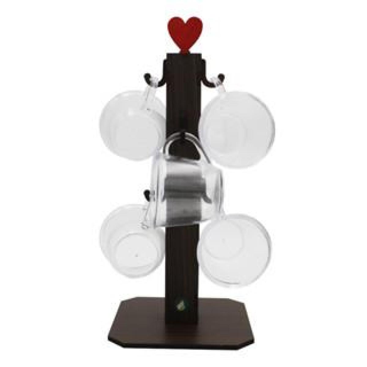 Pedestal Porta Xícara Transparente  Mancebo Mdf Com 6 Xícaras 85 ML Acrílica