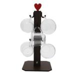 Pedestal Porta Xícara Transparente  Mancebo Mdf Com 6 Xícaras 85 ML Acrílica
