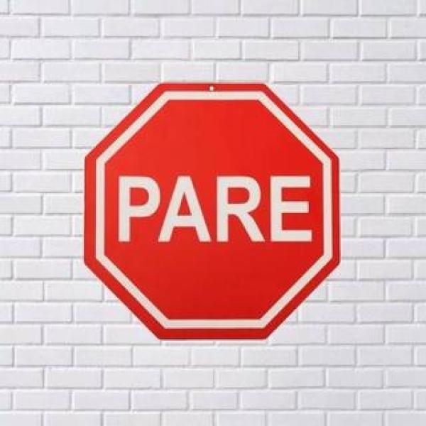 Placa de Trânsito Decorativa Parede Decoração Pare  MDF